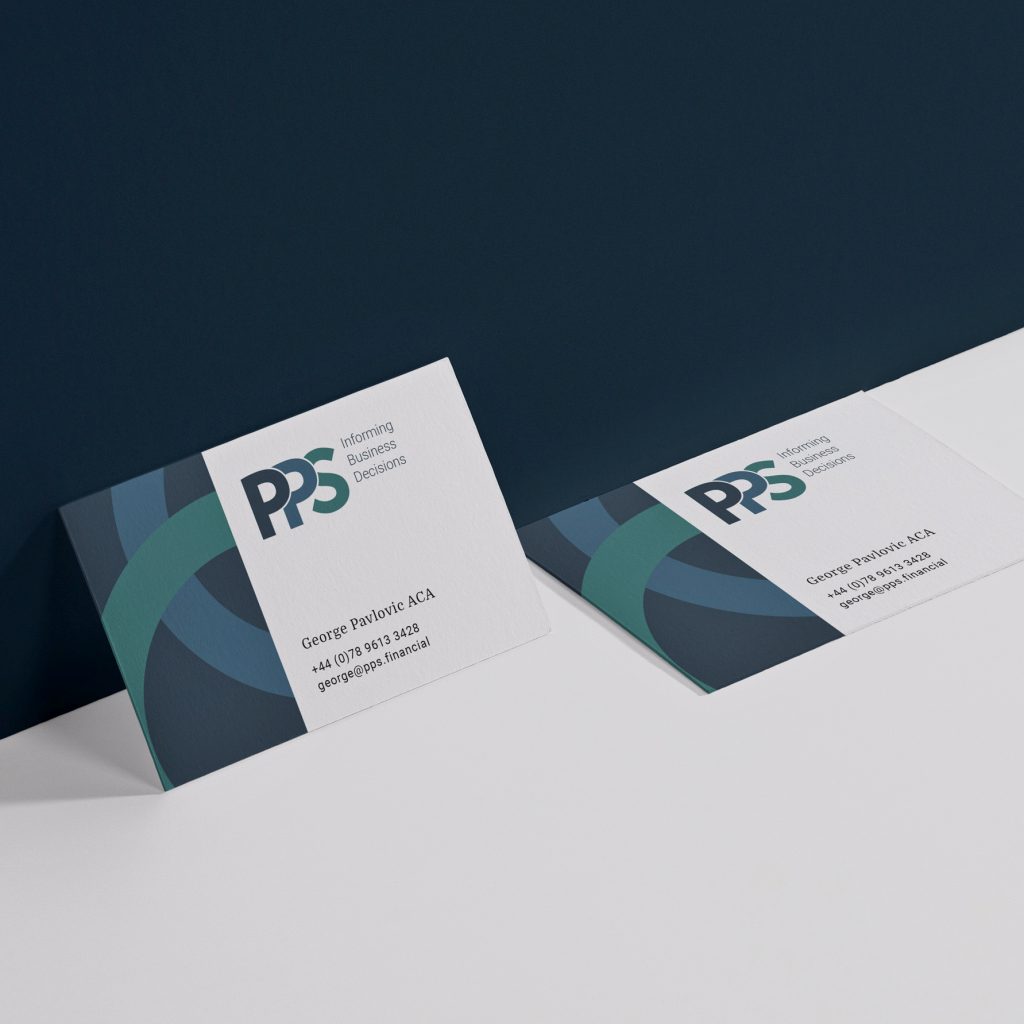 PPS visual identity - double business card design mockup