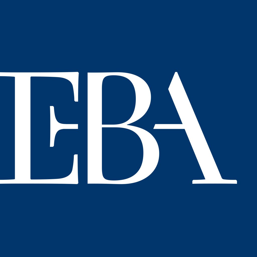 EBA accounting logo redesign - white on blue backgound
