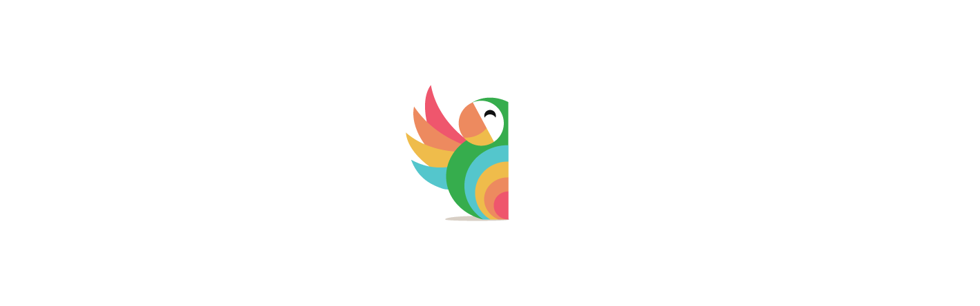 bambinosi brand identity - parrot, the brand mascot waving