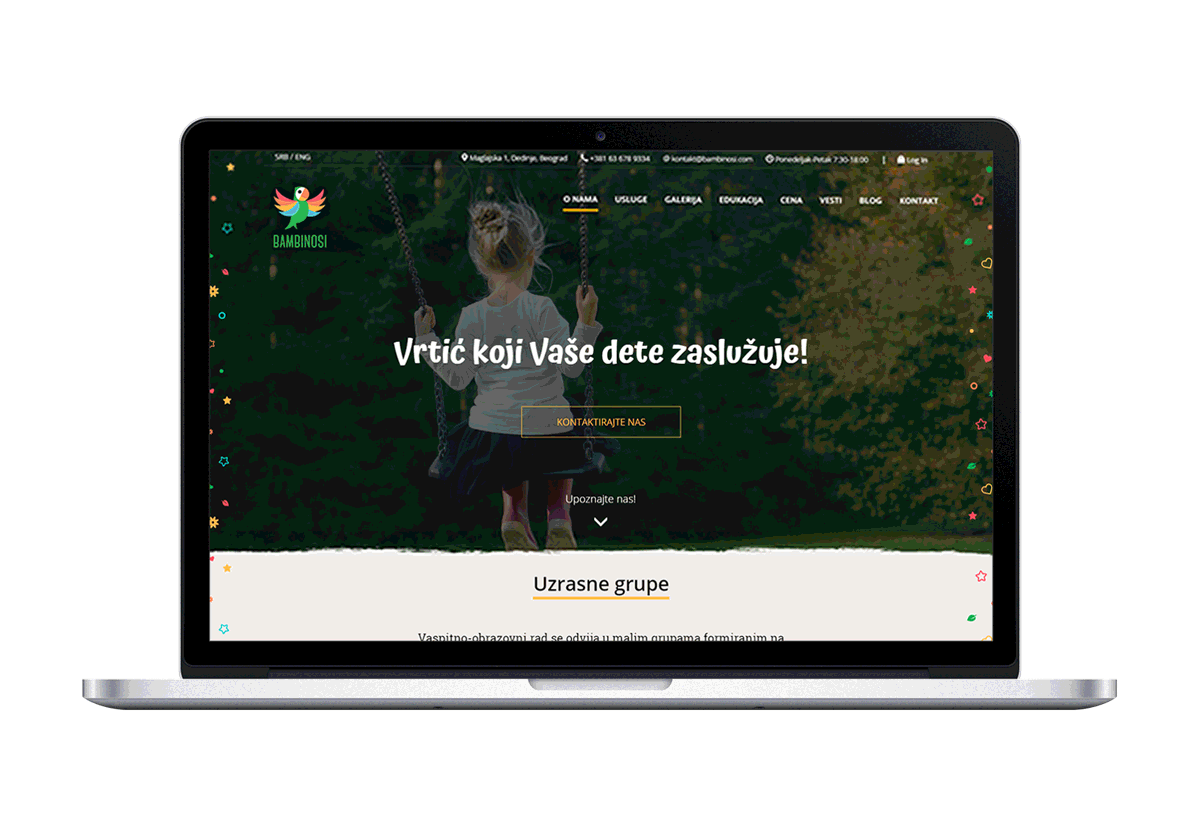 bambinosi website design home page demonstration