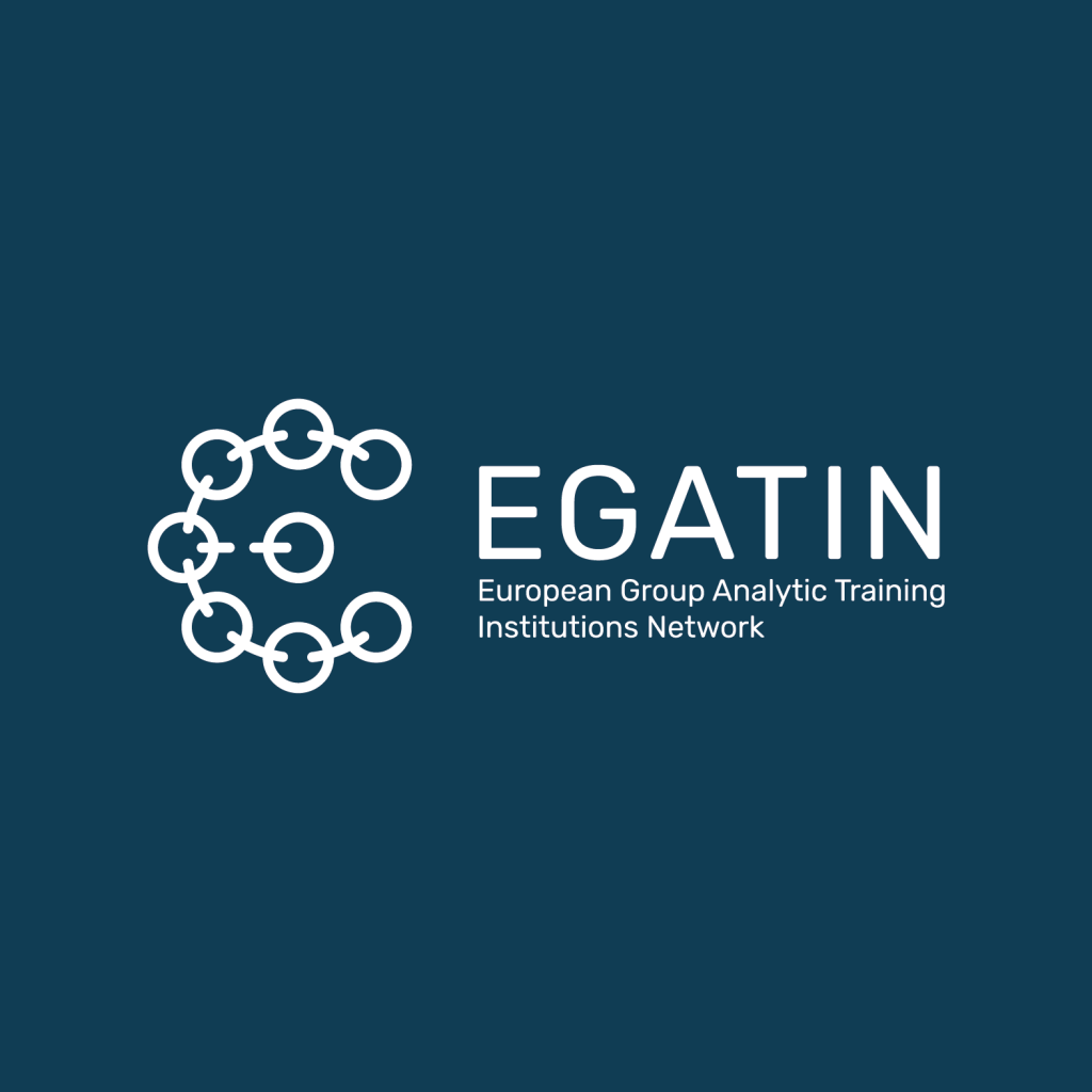 egatin logo design - white logo on dark blue background