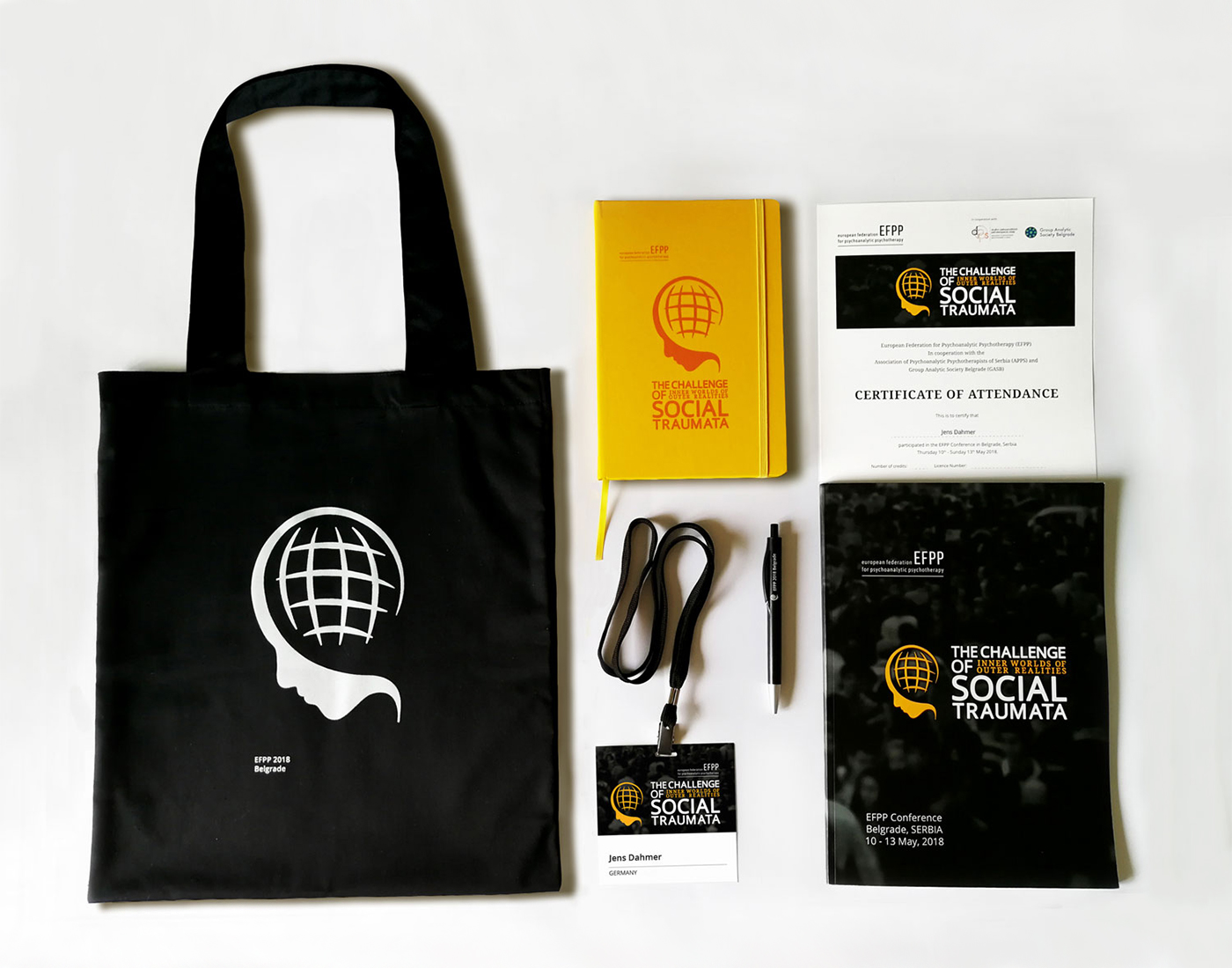 efpp conference in bekgrade branding - conference attendee merch