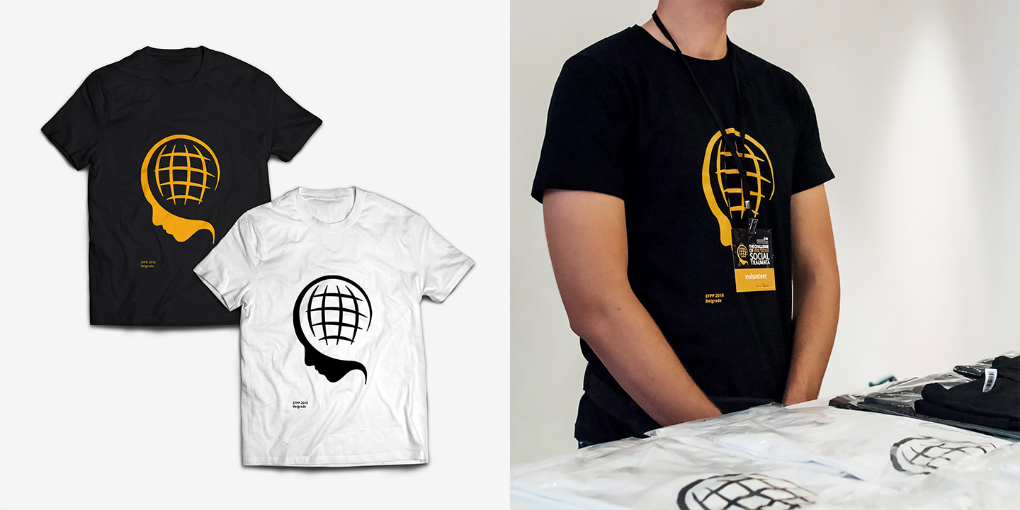 efpp conference in belgrade t-shirt design, black with yellow logo and white with black logo design