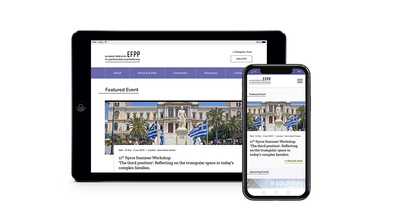 efpp website redesign ipad and phone mockup for homepage