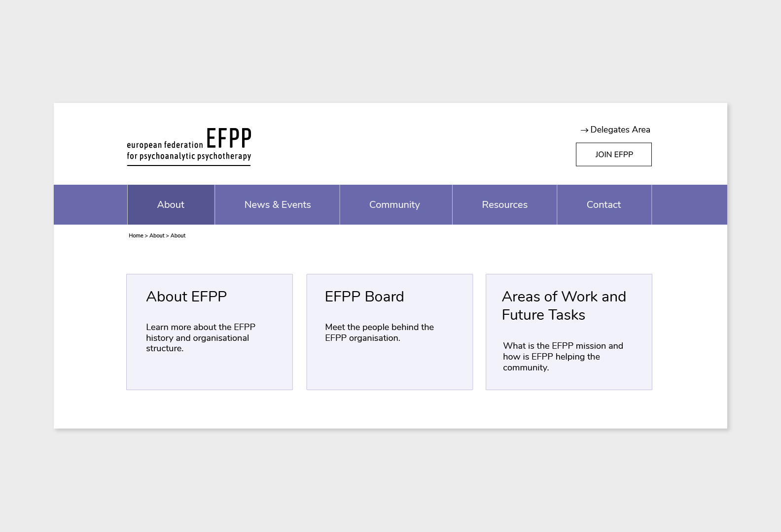 efpp website design navigation design